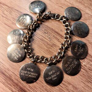 Share Vintage 7" Chain Link Bracelet with 10 Commandments Pendants
